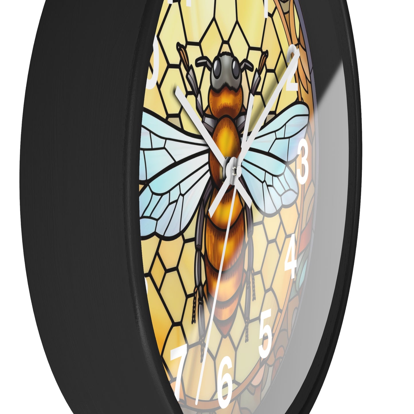 Honey Bee Stained Glass Wall Clock | Colorful Vibrant Bird Design | Battery Operated | Unique Home Decor | Cute Bee Gift Stained Glass Style