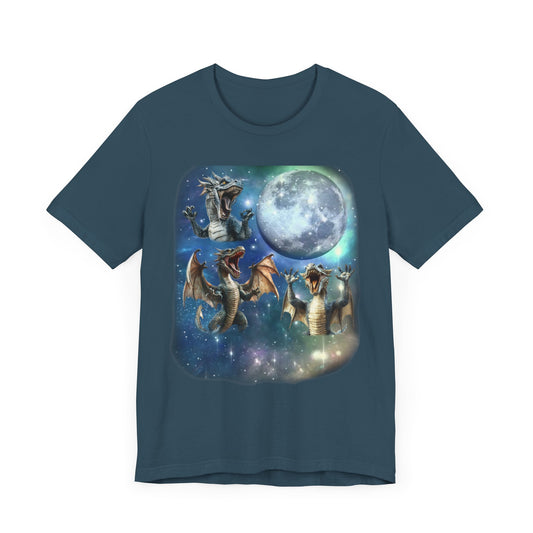Dragons Howling at the Moon Shirt | Vintage 90s Inspired Mythical Creature Tee | Fantasy Lover Gift | Retro Dragon Vibes Funny Dragon Humor