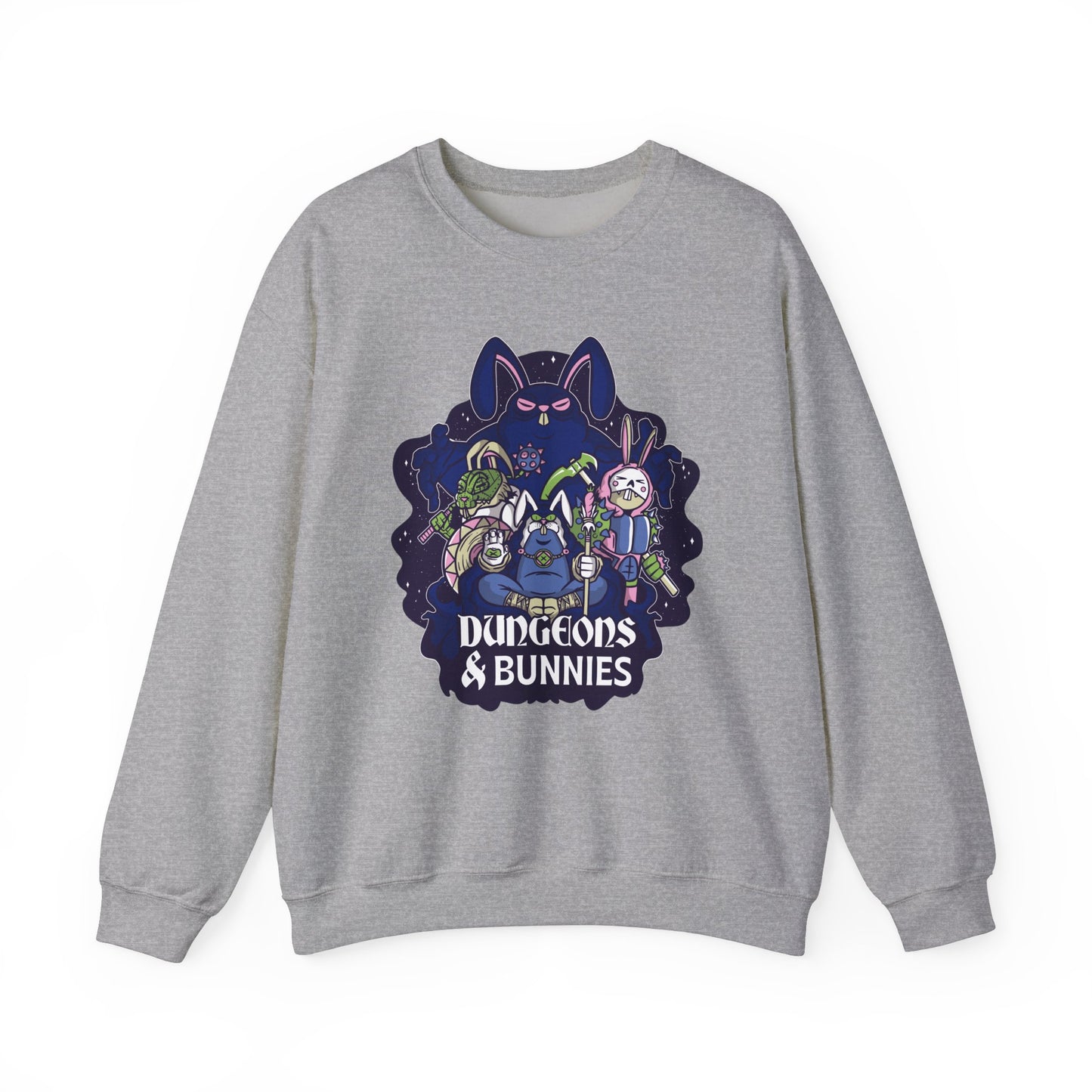 Dungeons and Bunnies Funny D&D Parody Sweatshirt | Nerdy Fantasy Game Sweater Bunny Lovers | Unique Winter Gift | Cozy Fun Sweatshirt Gamers