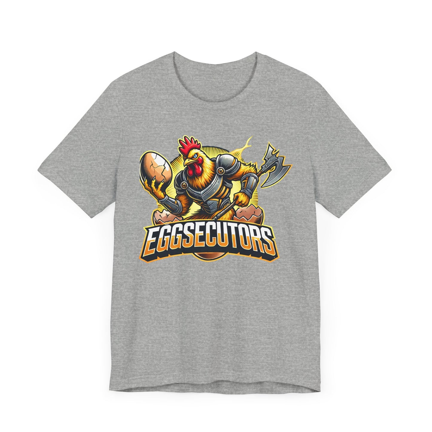 Eggsecutors Chicken Warrior Shirt | Hilarious Armored Chicken Design | Unique Gift Gamers Poultry Fans | Esports Jersey Style Graphic Tee