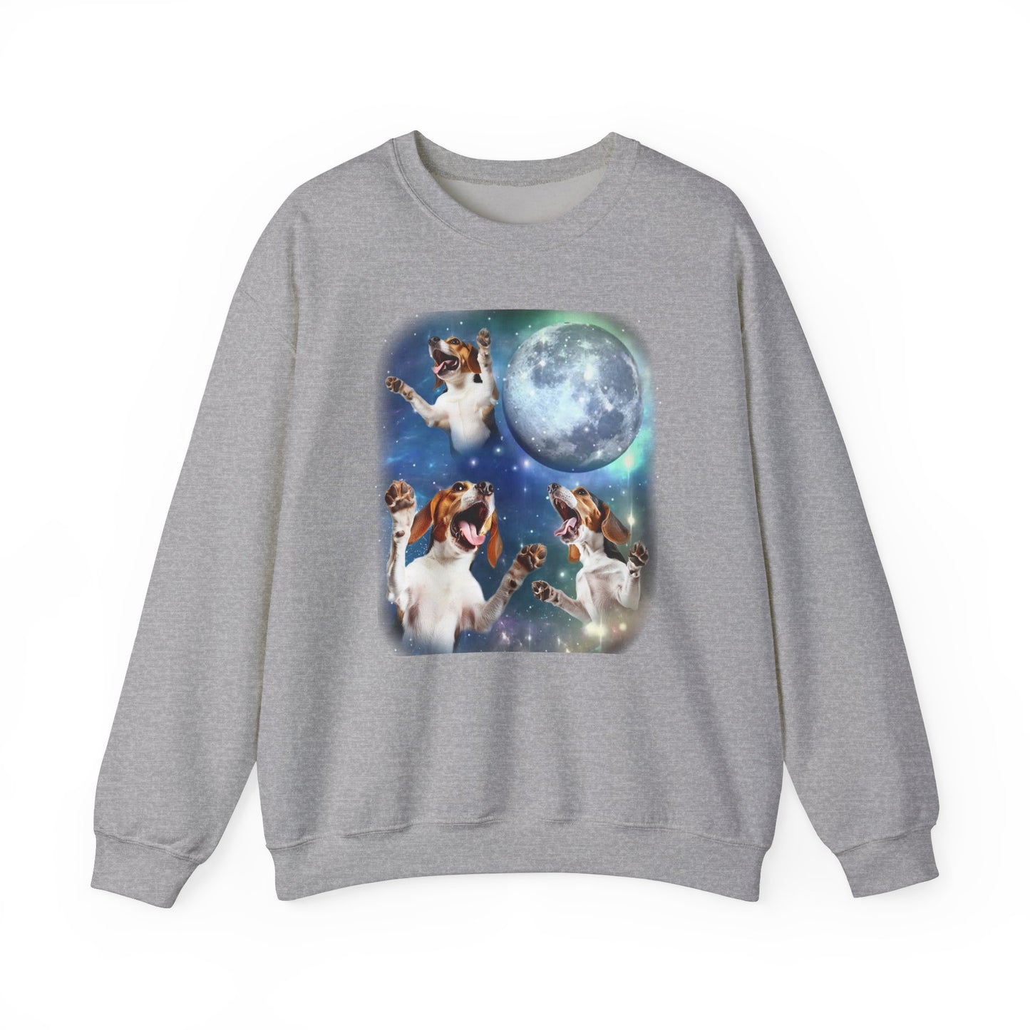 Beagle Howling at Moon Sweatshirt | Vintage Dog Lover Pullover Sweater | Funny Beagle Apparel Gift for Dog Enthusiasts and Pet Lovers