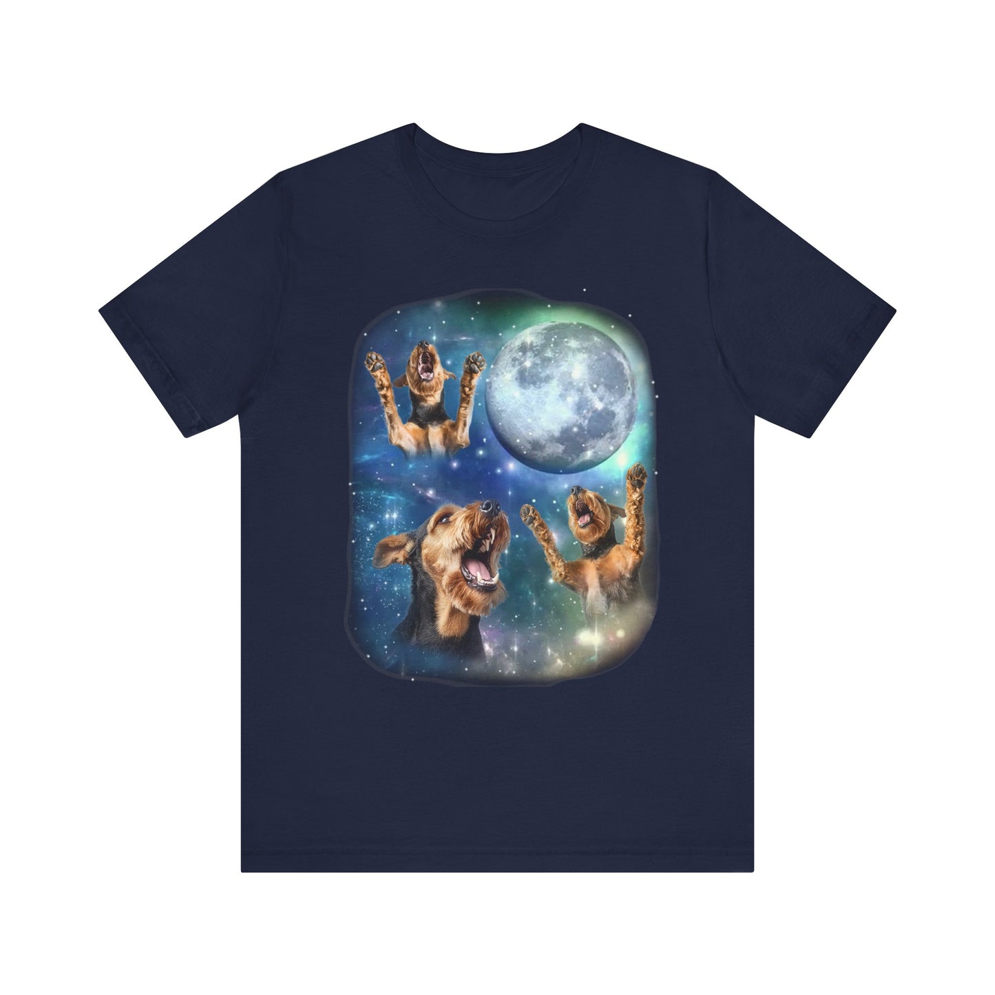 Airedale Terrier Howling at Moon Shirt Vintage 90s Inspired Dog Lover Tee Funny Dog Shirt Unique Airedale Gift Retro Animal Lover Apparel