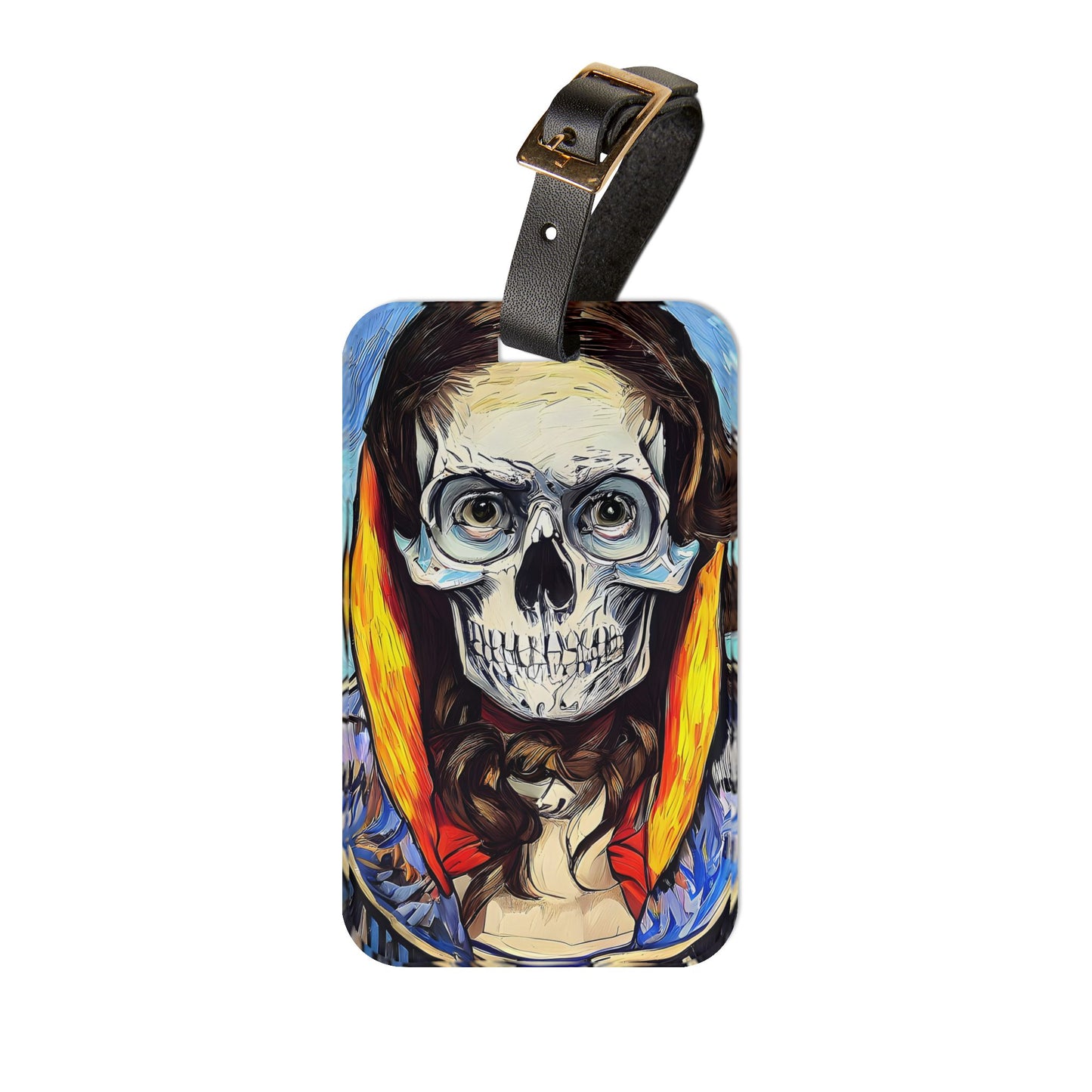 Skull Art Women Creepy Goth Luggage Tag | Death Skeleton Design | Perfect Baggage ID for Gothic Fashion Lovers | Unique Travel Accessory