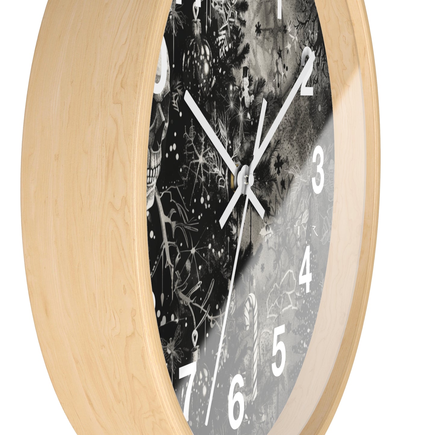 Black & White Christmas Gothic Wall Clock | Unique Holiday Decor | Battery Operated | Dark Spooky Aesthetic | Perfect Gift for Gothic Lovers