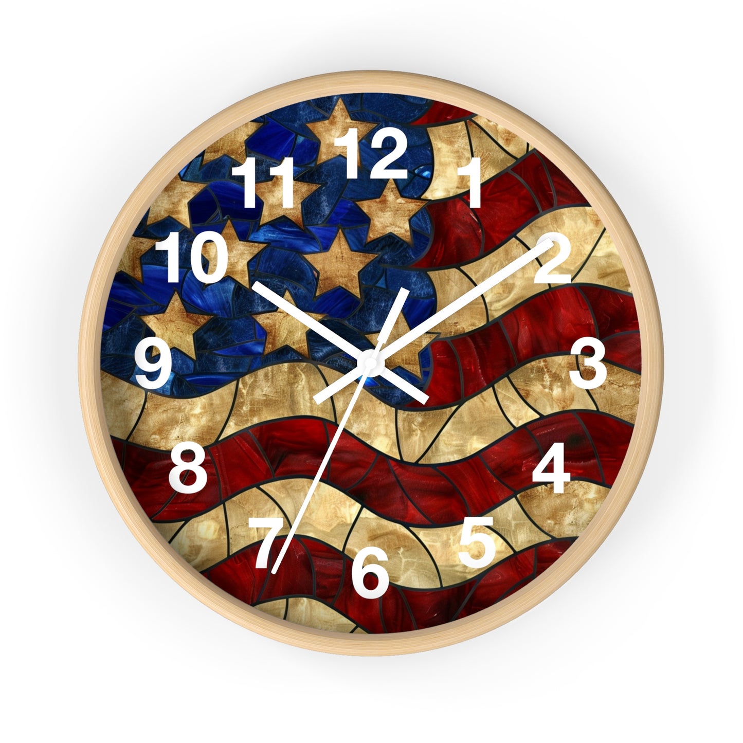 American Flag Stained Glass Wall Clock | Patriotic USA Decor | Battery Operated | Unique Home Accent | Perfect Gift for Proud Patriots