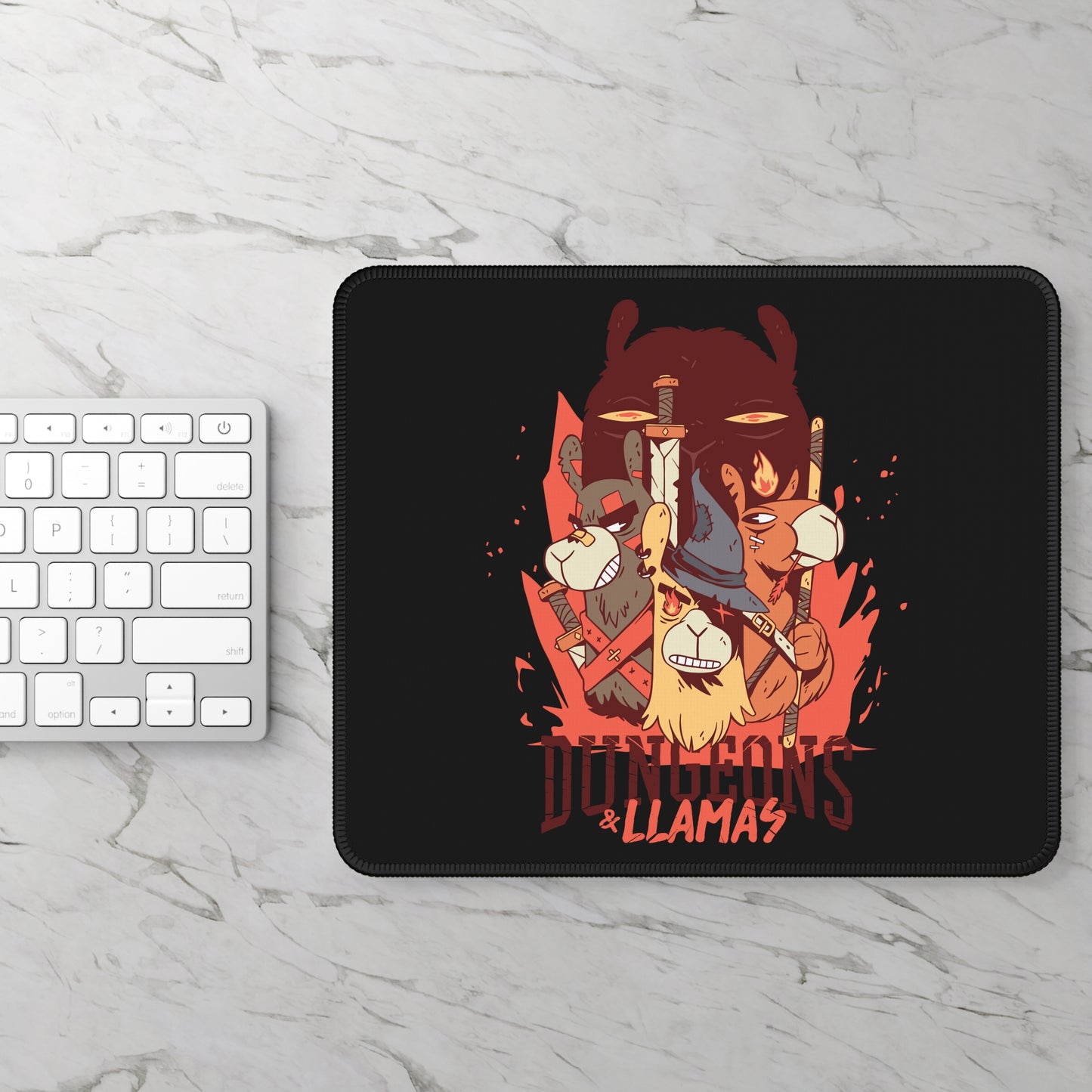 Dungeons and Llamas Non Slip Mouse Pad | Fantasy Game Desk Decor | Unique Gift for Llama Lovers | RPG-Inspired Desk Mat Fun Gaming Accessory