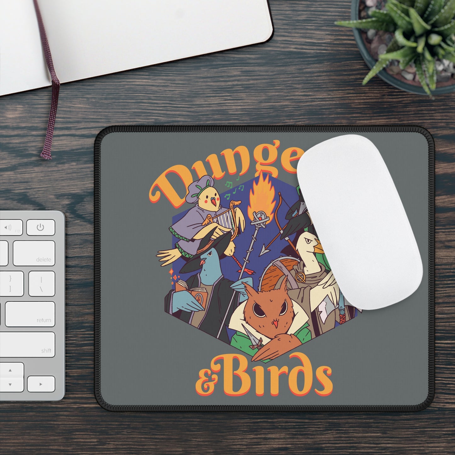 Dungeons and Birds Non Slip Mouse Pad | Fantasy Game Desk Decor | Unique Gift for Bird Lovers | RPG-Inspired Desk Mat | Fun Gaming Accessory