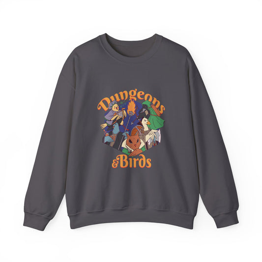 Dungeons and Birbs Funny D&D Parody Sweatshirt | Nerdy Fantasy Game Sweater Bird Lovers | Unique Winter Gift | Cozy Fun Sweatshirt Gamers