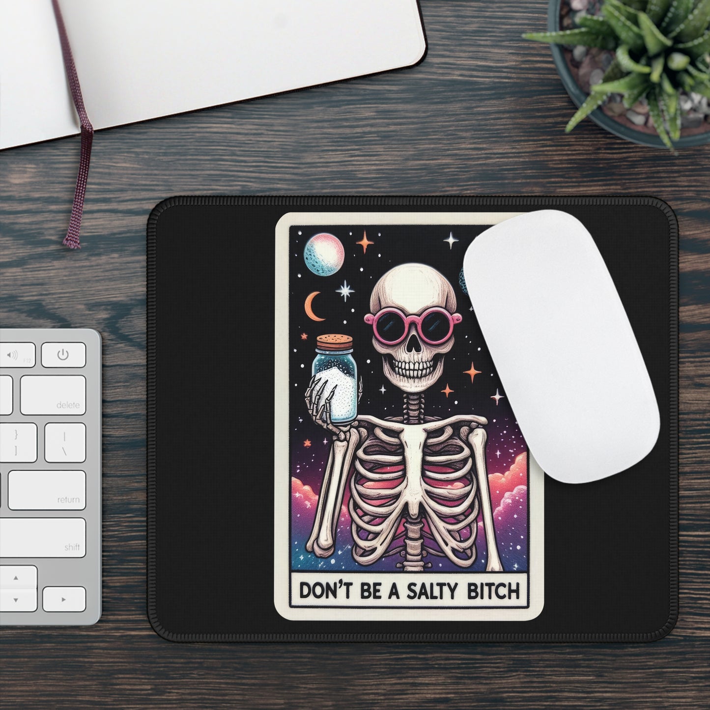 Don't Be a Salty B Tarot Card Non Slip Mouse Pad | Sassy Office Desk Decor Sarcastic Joke Tarot-Inspired Desk Mat | Humorous Desk Accessor