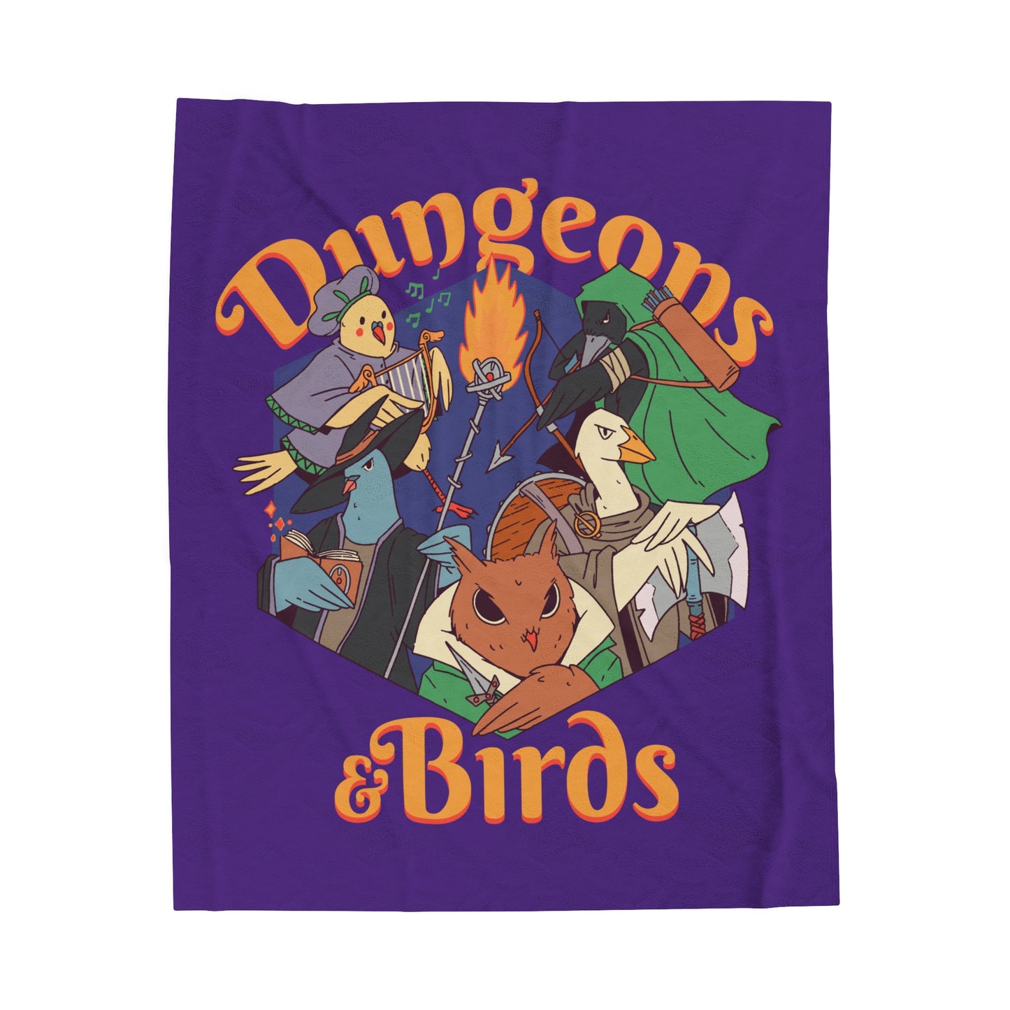 Dungeons and Birds Velveteen Plush Throw Blanket | Funny Bird Lover Gift Nerdy Parody Blanket Fantasy Roleplaying Cozy Avian Decor Bird GIft