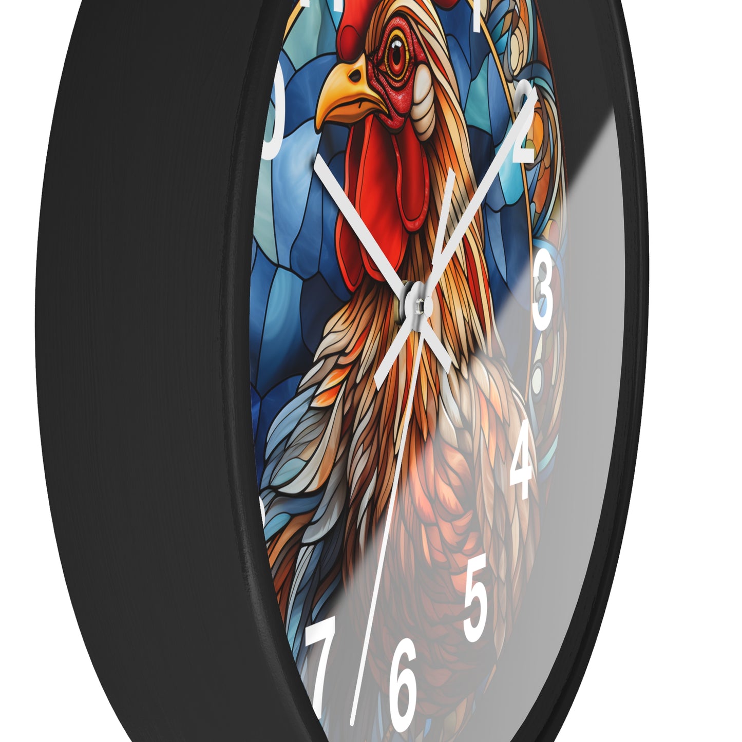 Beautiful Stained Glass Style Chicken Wall Clock | Battery Operated | Charming Hen Decor Chicken Lover Gift | Colorful Farmhouse Accent