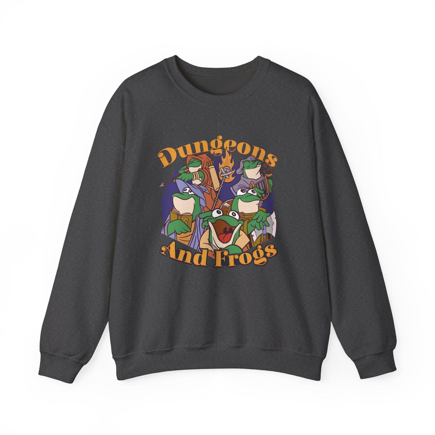 Dungeons and Frogs Funny D&D Parody Sweatshirt | Nerdy Fantasy Game Sweater Frog Lovers | Unique Winter Gift | Cozy Fun Sweatshirt Gamers
