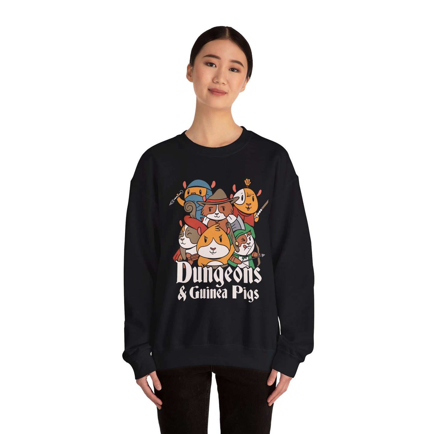 Dungeons and Guinea Pigs Funny D&D Parody Sweatshirt | Nerdy Fantasy Game Sweater Guinea Pig Lovers | Winter Gift Cozy Fun Sweatshirt Gamer