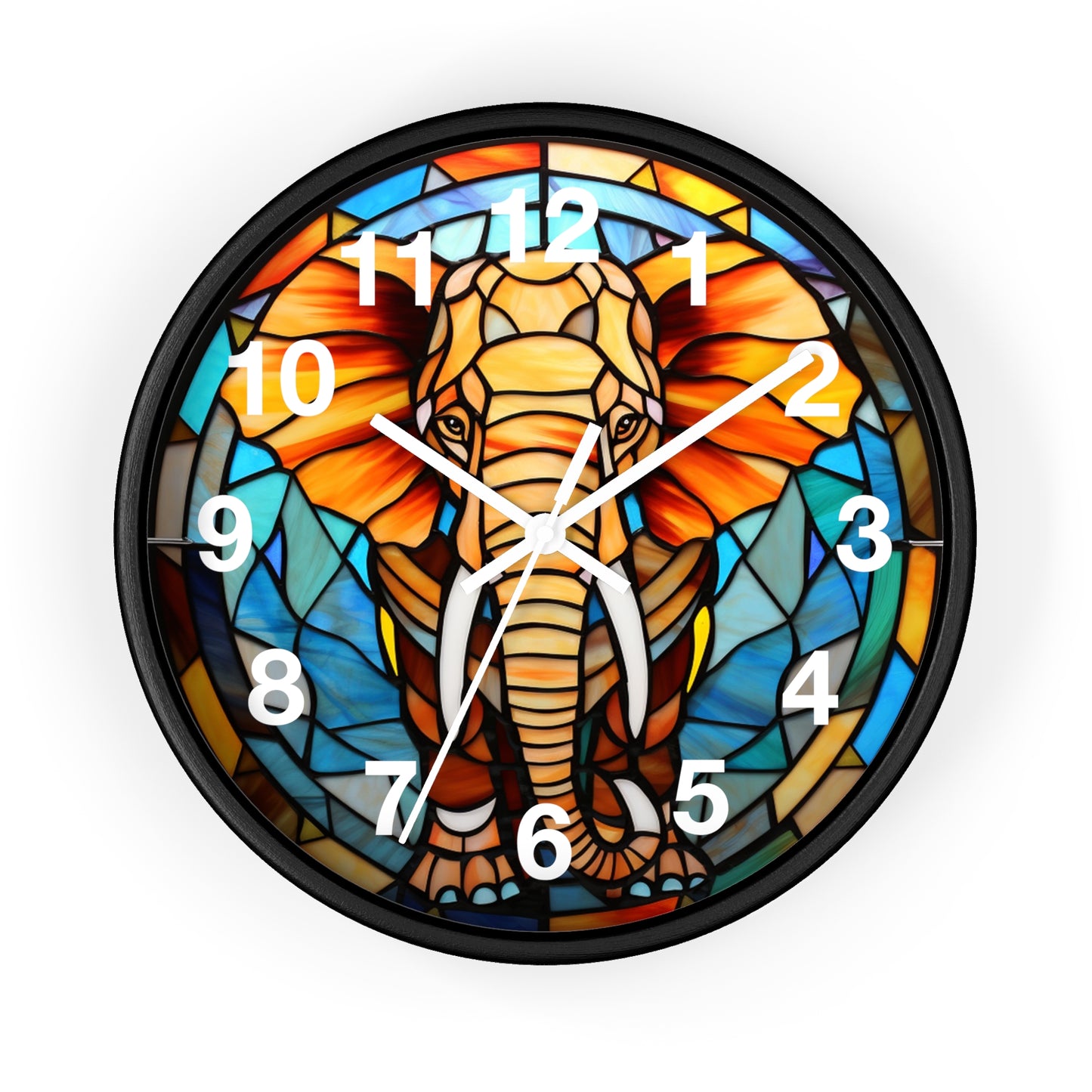 Beautiful Stained Glass Elephant Wall Clock Battery Operated Unique Animal Lover Decor Perfect Gift Elephant Enthusiast Colorful Home Accent
