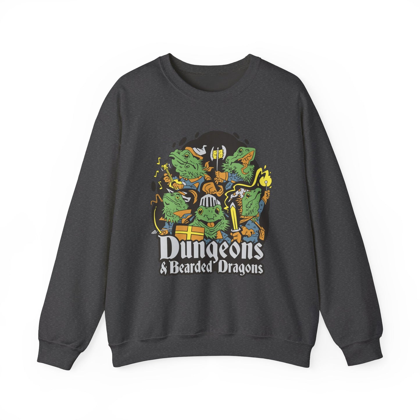 Dungeons and Bearded Dragons Funny D&D Parody Sweatshirt | Nerdy Fantasy Sweater Bearded Dragon Lovers Winter Gift Cozy Fun Sweatshirt Gamer