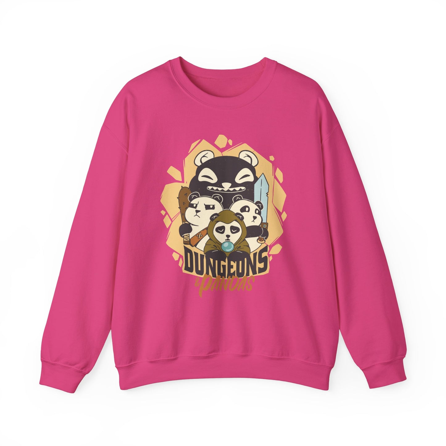 Dungeons and Pandas Funny D&D Parody Sweatshirt | Nerdy Fantasy Game Sweater Panda Lovers | Unique Winter Gift | Cozy Fun Sweatshirt Gamers