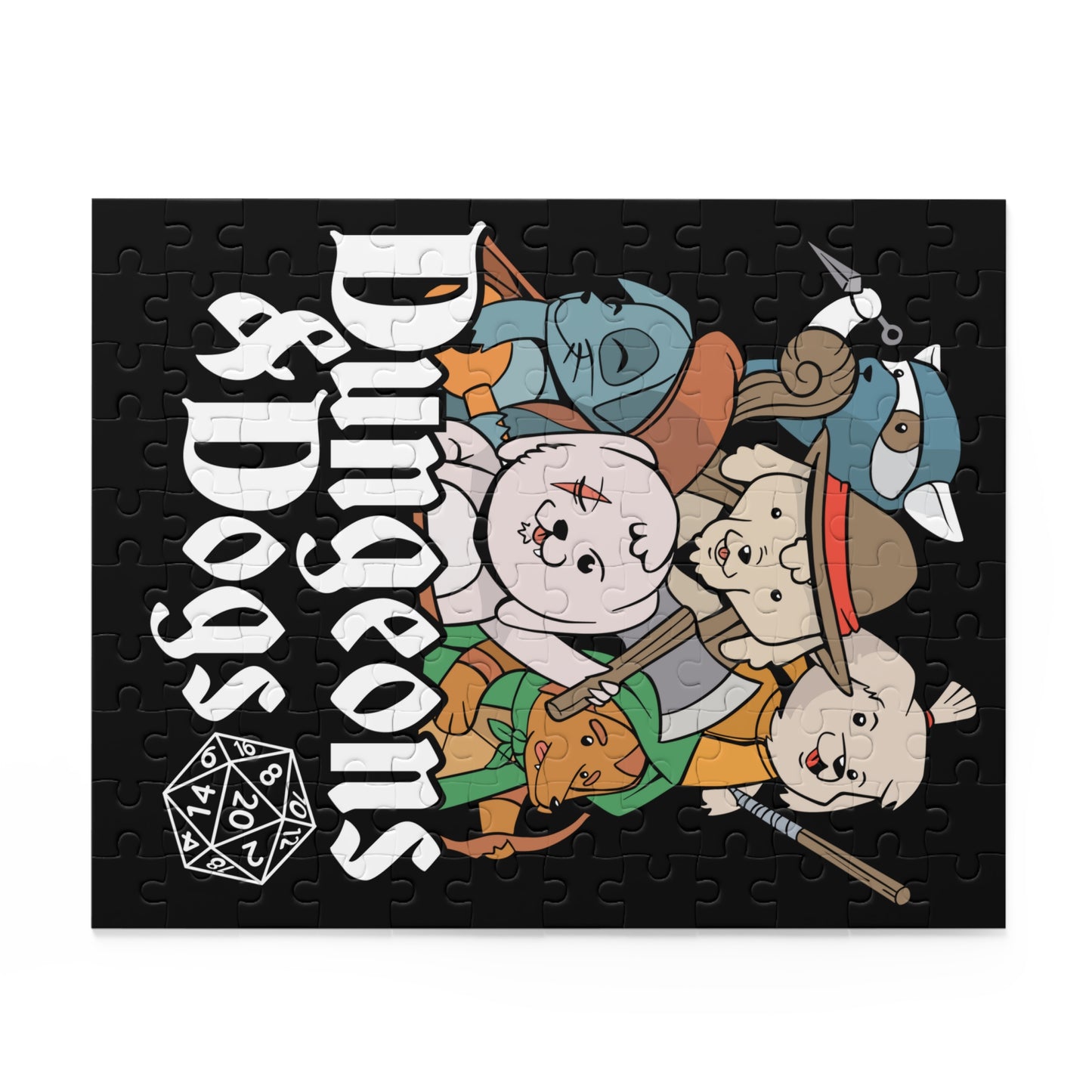 Dungeons and Dogs Jigsaw Puzzle Funny D&D Parody 120-500 Pieces for Nerdy Fantasy Game Fans and Dog Lovers RPG Style Puzzle