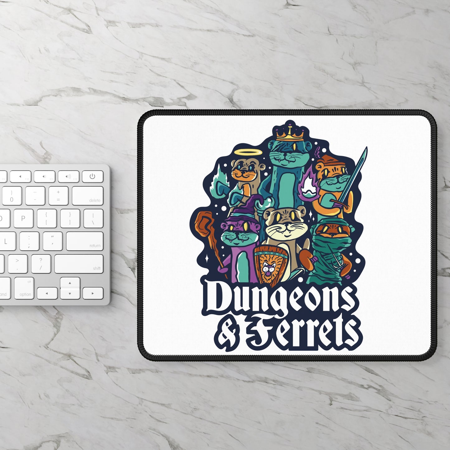 Dungeons and Ferrets Non Slip Mouse Pad | Fantasy Game Desk Decor | Unique Gift for Ferret Lovers RPG-Inspired Desk Mat Fun Gaming Accessory