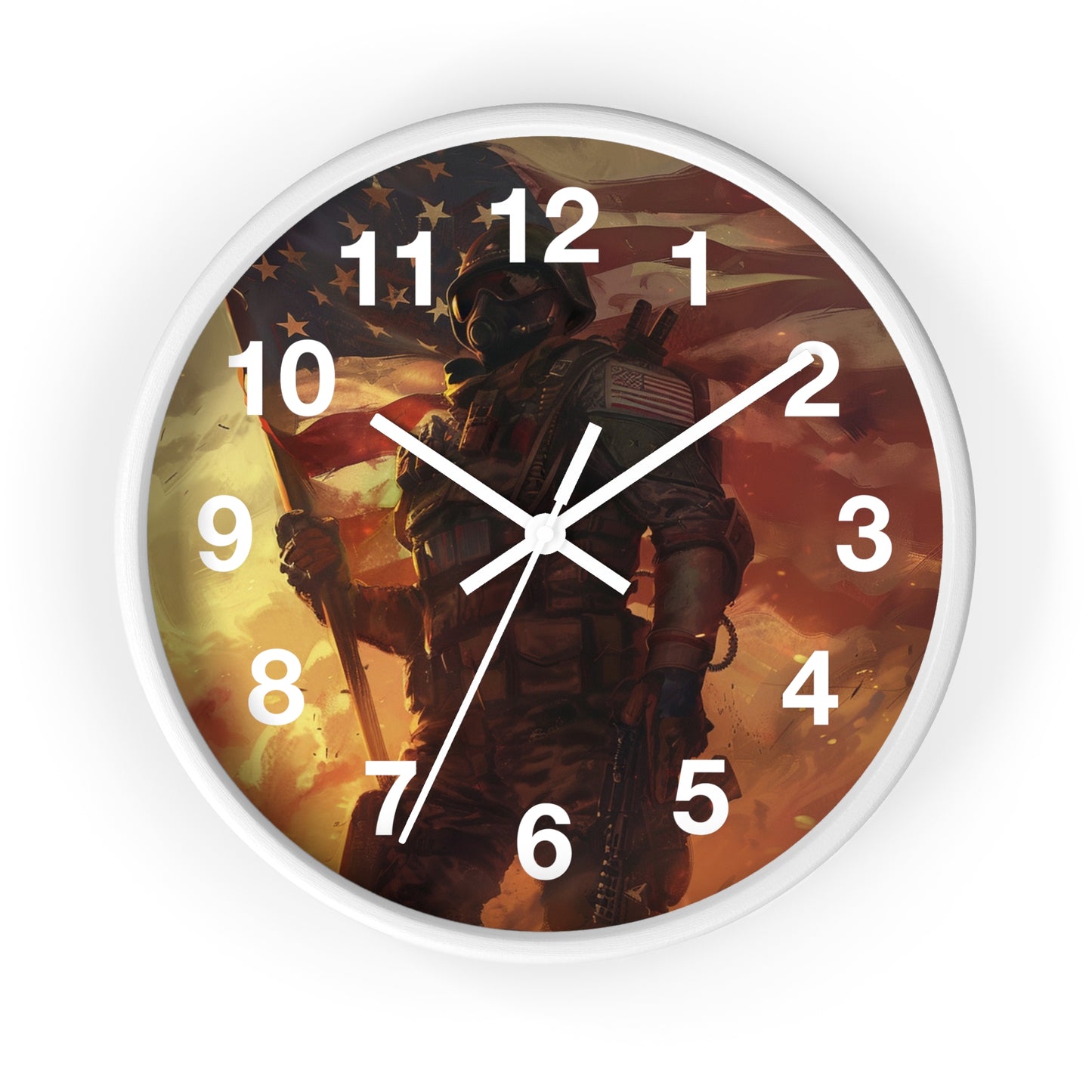 Tactical War Ready Soldier Wall Clock | Grunge Military Art | Battery Operated | Bold USA Decor | Perfect Gift for Armed Forces Supporters