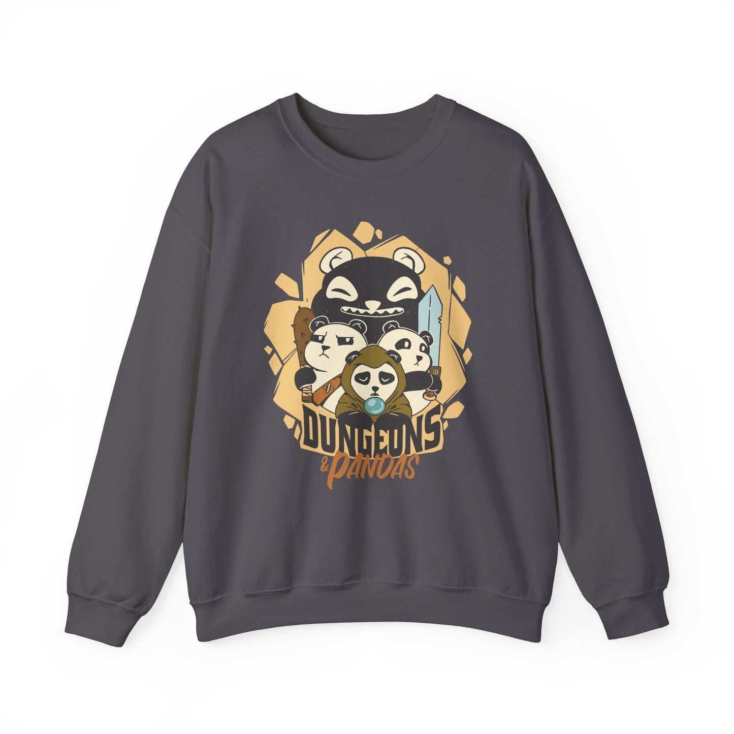 Dungeons and Pandas Funny D&D Parody Sweatshirt | Nerdy Fantasy Game Sweater Panda Lovers | Unique Winter Gift | Cozy Fun Sweatshirt Gamers