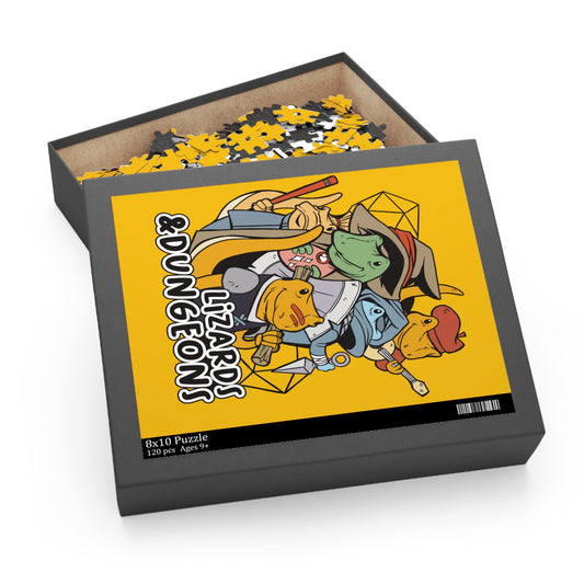 Dungeons and Lizards Jigsaw Puzzle Funny D&D Parody 120-500 Pieces for Nerdy Fantasy Game Fans and Lizard Lovers RPG Style Puzzle