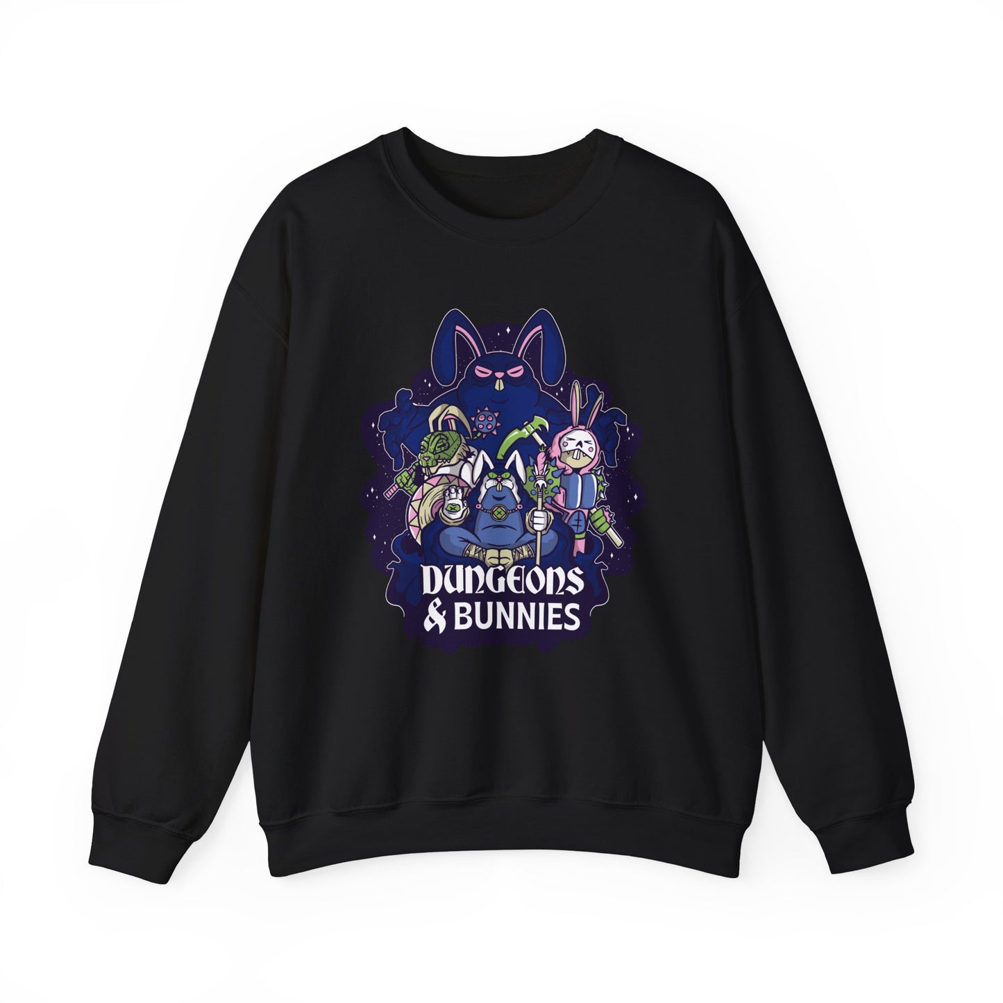 Dungeons and Bunnies Funny D&D Parody Sweatshirt | Nerdy Fantasy Game Sweater Bunny Lovers | Unique Winter Gift | Cozy Fun Sweatshirt Gamers