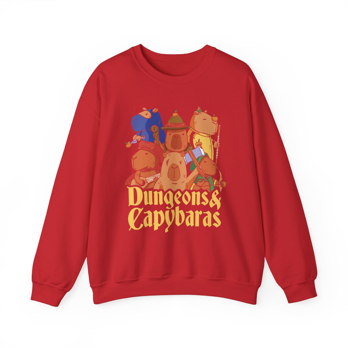 Dungeons and Capybaras Funny D&D Parody Sweatshirt | Nerdy Fantasy Game Sweater for Capybara Lovers Unique Winter Gift | Cozy Fun Sweatshirt