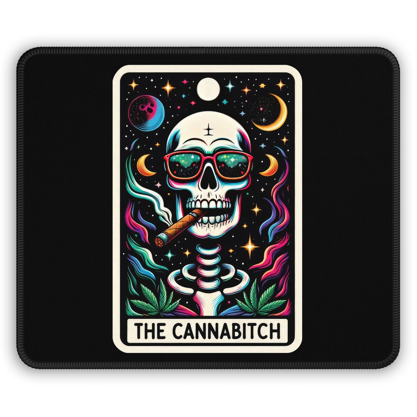 Cannabitch Tarot Card Non Slip Mouse Pad Stoner Office Decor Cannabis Lovers Gift Tarot-Inspired Desk Mat Funny Weed-Themed Desk Accessory