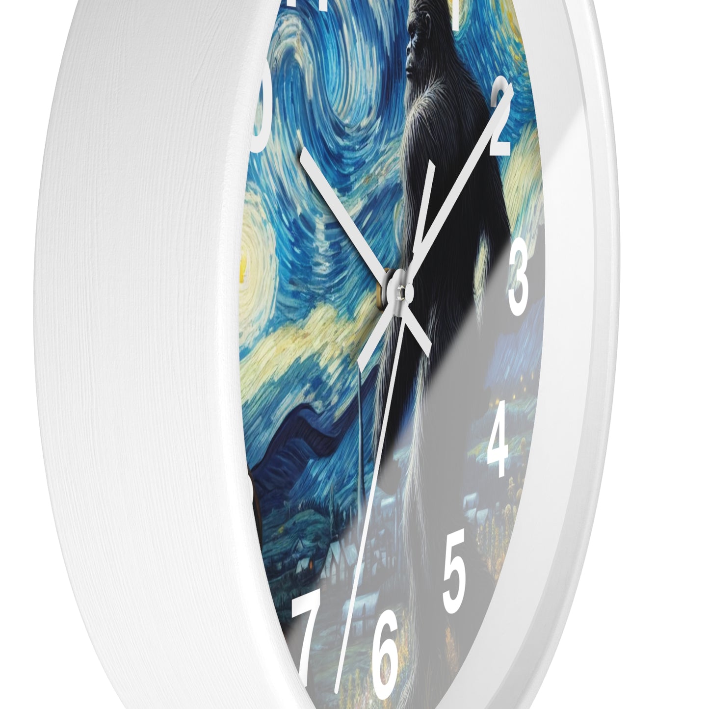 Bigfoot Night Sky Wall Clock | Battery Operated | Starry Night Inspired Art | Perfect Gift Bigfoot Lovers Humorous Sasquatch Wall Decor