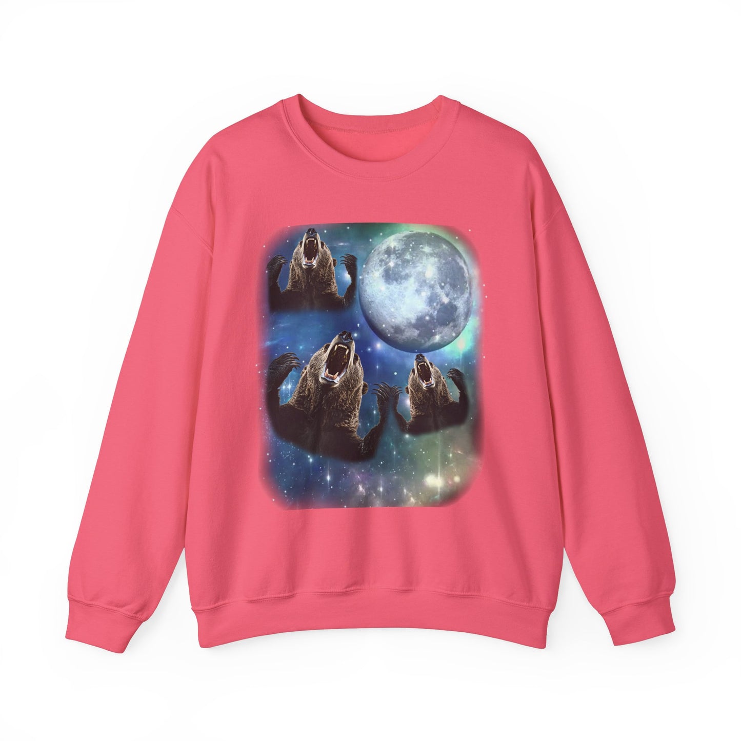 Brown Bear Howling at Moon Sweatshirt | Vintage Bear Lover Pullover Sweater | Funny Brown Bear Apparel Gift Wildlife Enthusiasts Cute Bear