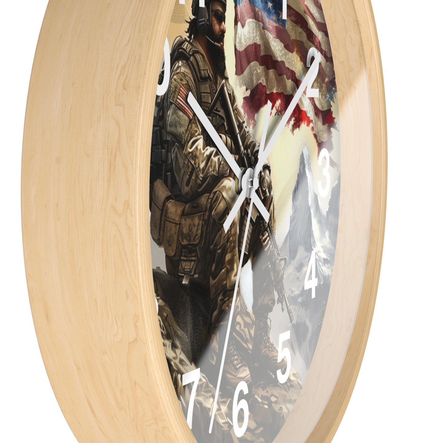 Tactical Soldier on Cliff Wall Clock | Grunge Military Adventure Art | Battery Operated | Bold USA Decor | Perfect Gift for Outdoor Warriors