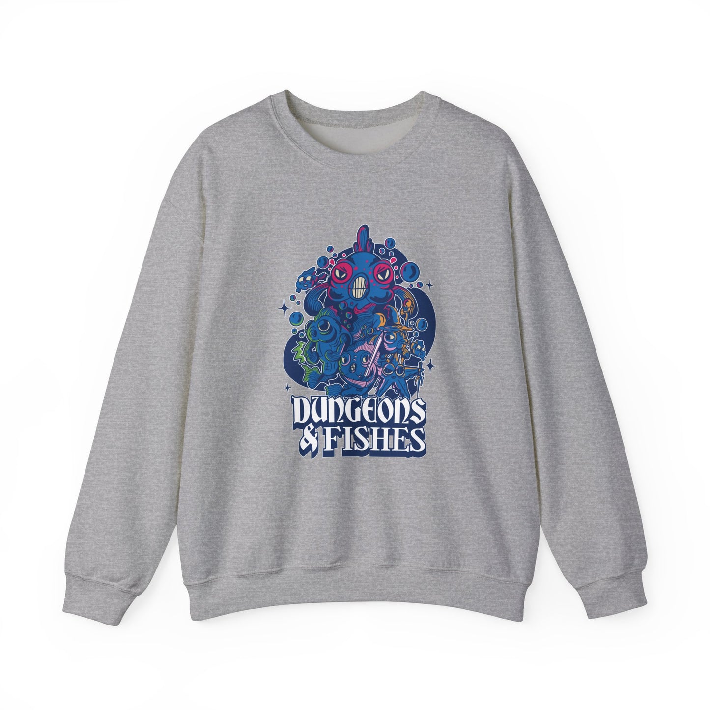 Dungeons and Fish Funny D&D Parody Sweatshirt | Nerdy Fantasy Game Sweater for Fish Lovers | Unique Winter Gift | Cozy Fun Sweatshirt Gamers