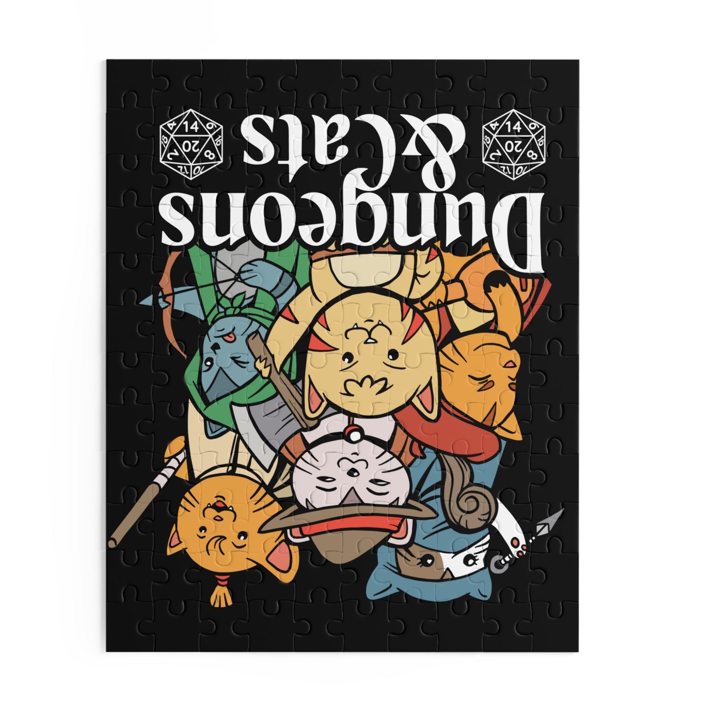 Dungeons and Cats Jigsaw Puzzle Funny D&D Parody 120-500 Pieces for Nerdy Fantasy Game Fans and Cat Lovers RPG Style Puzzle