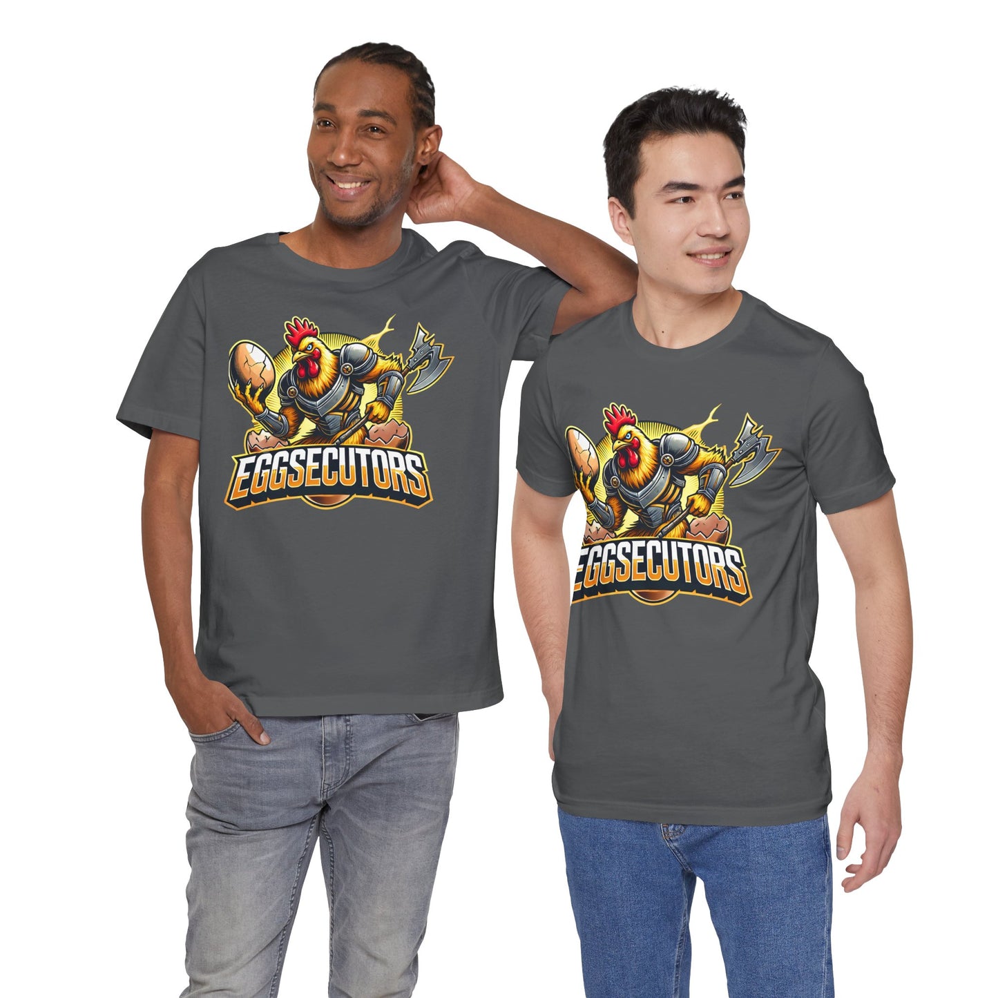 Eggsecutors Chicken Warrior Shirt | Hilarious Armored Chicken Design | Unique Gift Gamers Poultry Fans | Esports Jersey Style Graphic Tee