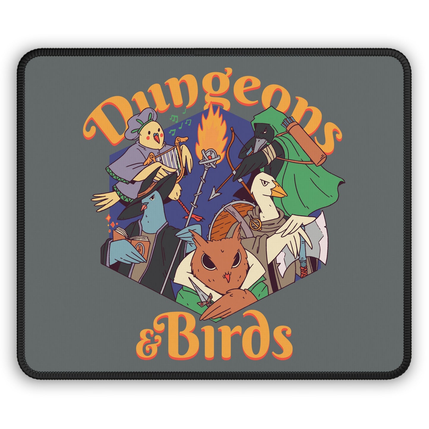 Dungeons and Birds Non Slip Mouse Pad | Fantasy Game Desk Decor | Unique Gift for Bird Lovers | RPG-Inspired Desk Mat | Fun Gaming Accessory