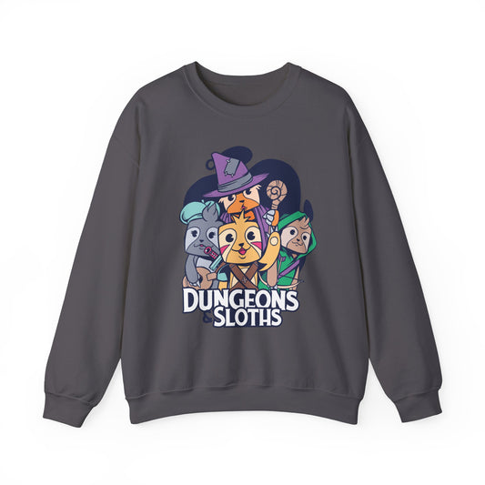Dungeons and Sloths Funny D&D Parody Sweatshirt | Nerdy Fantasy Game Sweater Sloth Lovers | Unique Winter Gift | Cozy Fun Sweatshirt Gamers