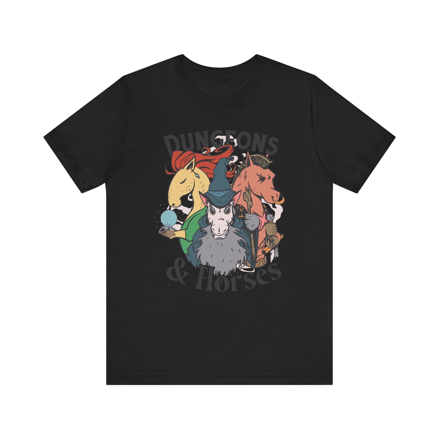 Dungeons and Horses Shirt | D&D Parody Game Tee for Horse Lovers | Roleplaying Fantasy Game | Fun Nerdy Gift Ideas