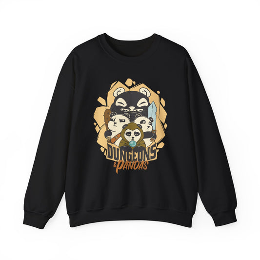 Dungeons and Pandas Funny D&D Parody Sweatshirt | Nerdy Fantasy Game Sweater Panda Lovers | Unique Winter Gift | Cozy Fun Sweatshirt Gamers