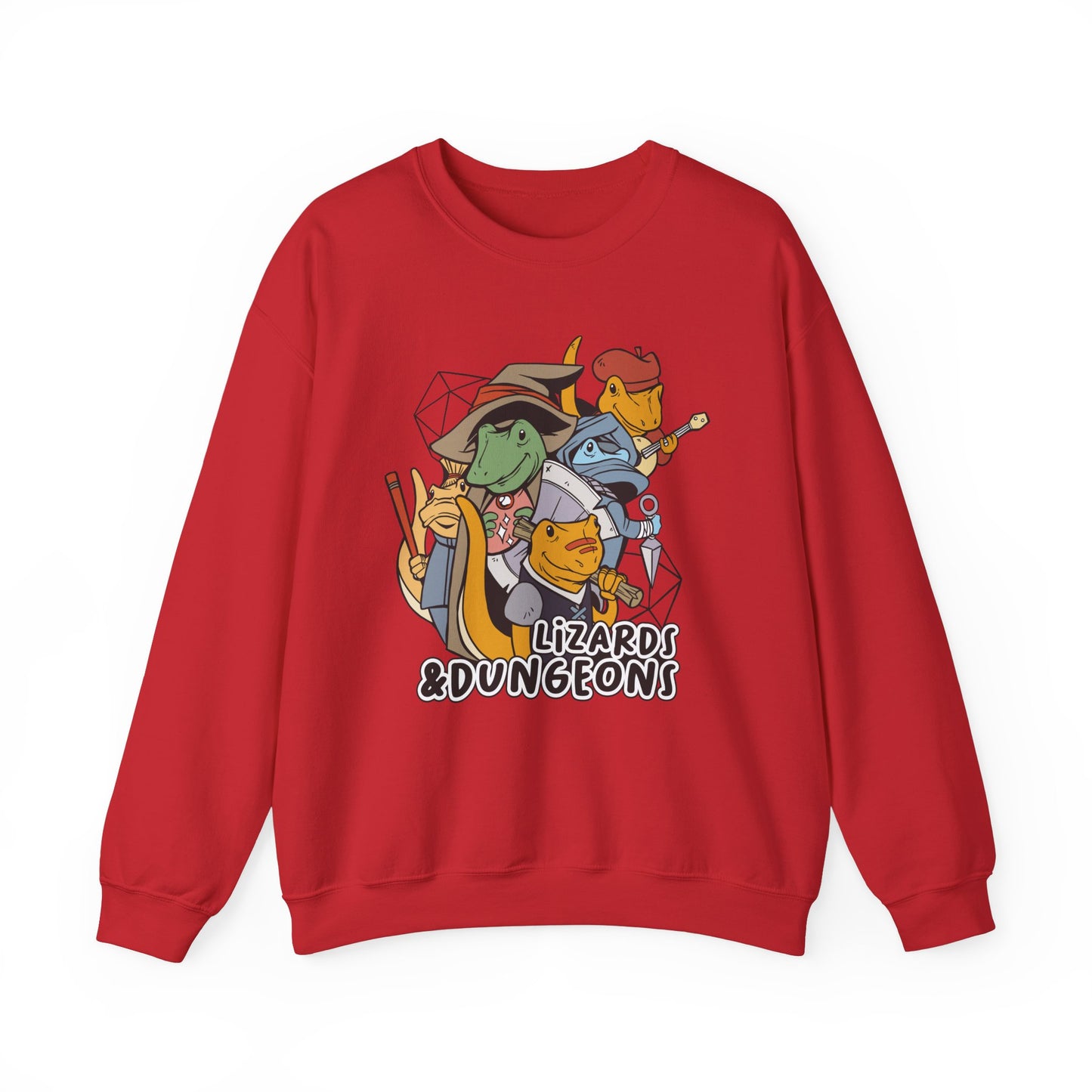 Dungeons and Lizards Funny D&D Parody Sweatshirt | Nerdy Fantasy Game Sweater Lizard Lovers | Unique Winter Gift Cozy Fun Sweatshirt Gamers