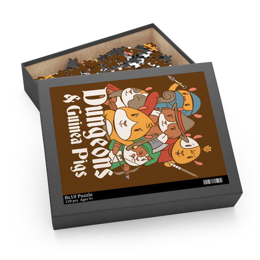 Dungeons and Guinea Pigs Jigsaw Puzzle Funny D&D Parody 120-500 Pieces for Nerdy Fantasy Game Fans and Guinea Pig Lovers RPG Style Puzzle
