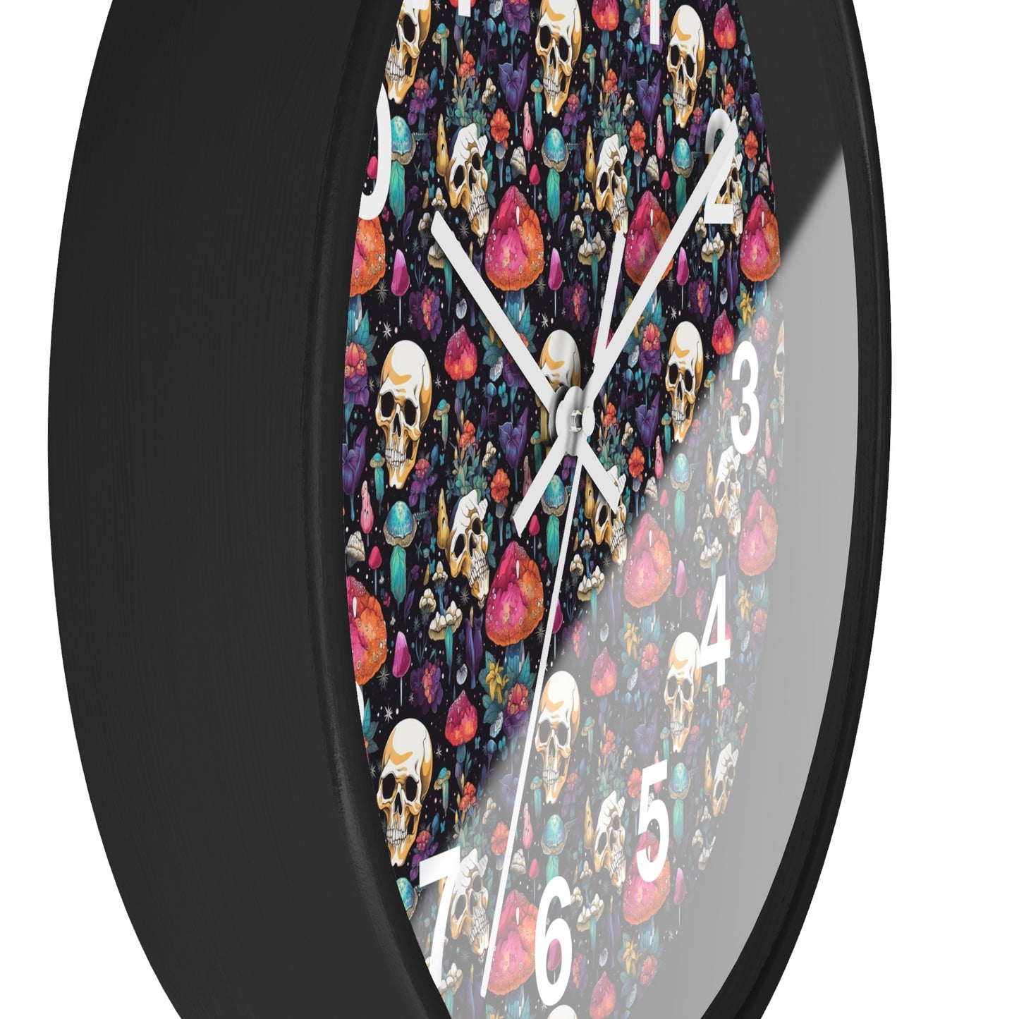 Trippy Mushroom Skull Wall Clock | Cute and Eerie Shroom Decor | Unique Room Background | Battery Operated | Perfect Gothic Gift