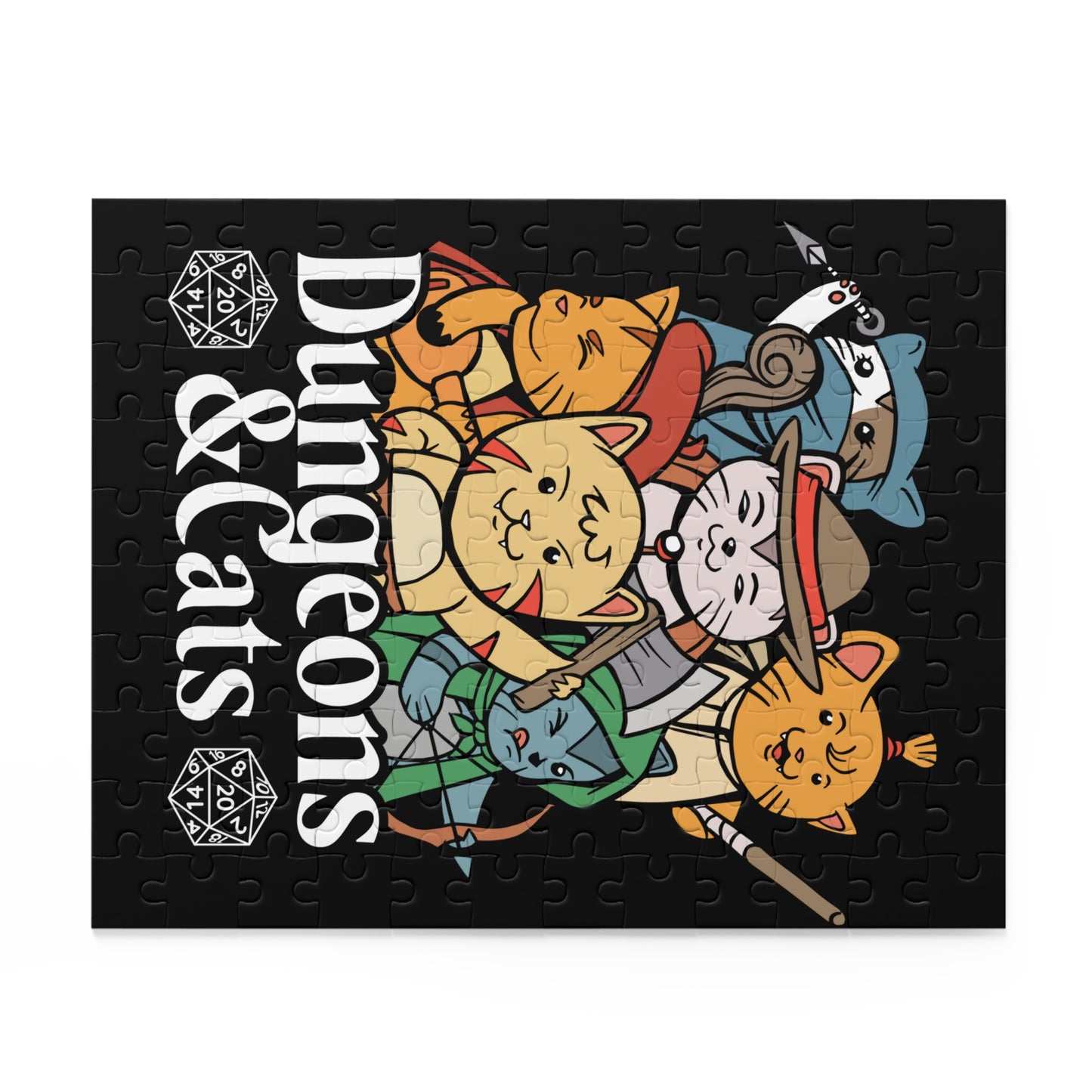 Dungeons and Cats Jigsaw Puzzle Funny D&D Parody 120-500 Pieces for Nerdy Fantasy Game Fans and Cat Lovers RPG Style Puzzle