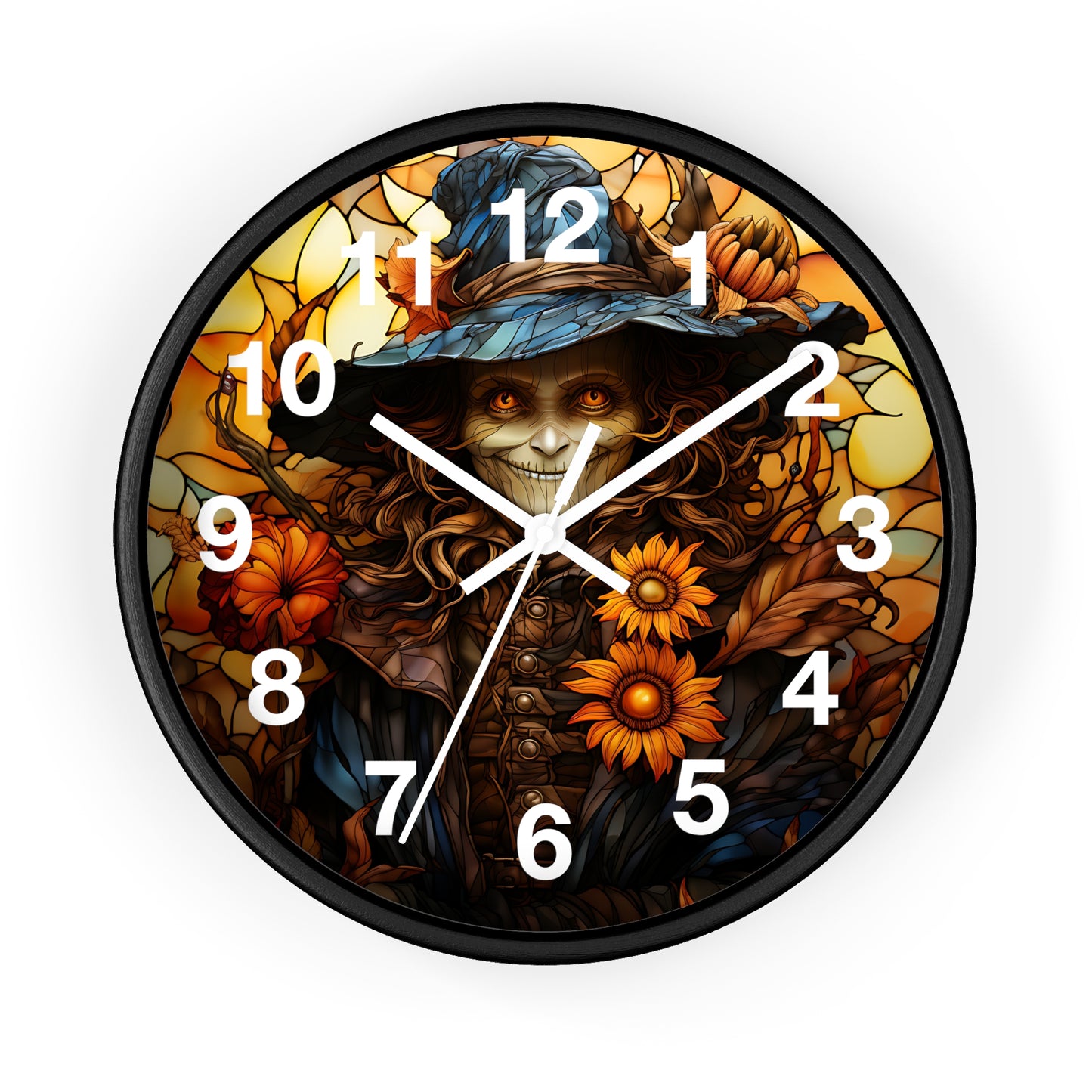 Beautiful Eerie Witch Stained Glass Wall Clock | Battery Operated | Enchanting Halloween Decor Witch Enthusiasts | Unique Mystic Accent