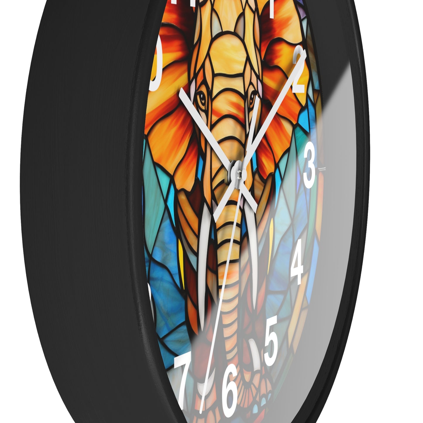 Beautiful Stained Glass Elephant Wall Clock Battery Operated Unique Animal Lover Decor Perfect Gift Elephant Enthusiast Colorful Home Accent