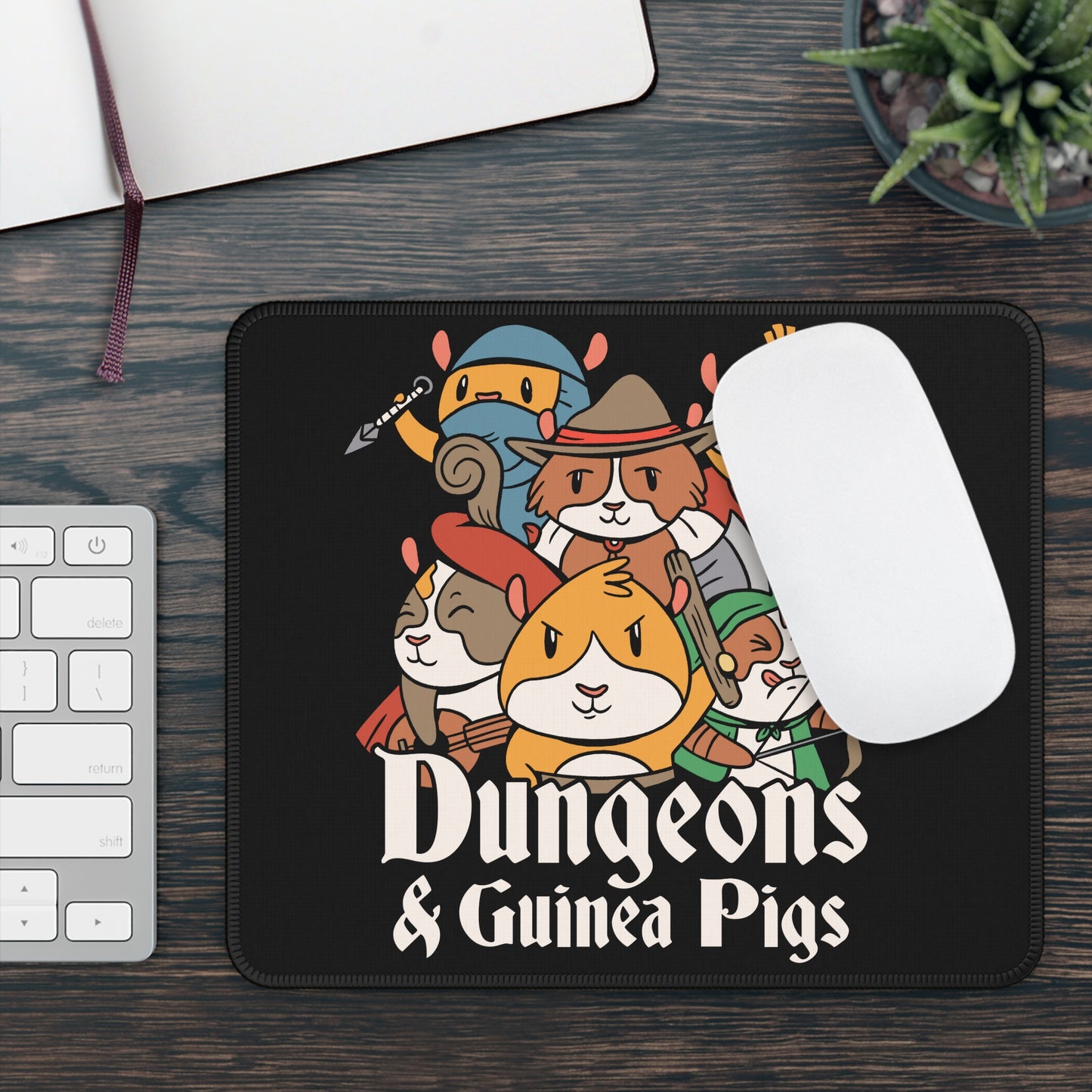 Dungeons and Guinea Pigs Non Slip Mouse Pad | Fantasy Game Desk Decor Guinea Pig Lovers GIft RPG-Inspired Desk Mat | Fun Gaming Accessory