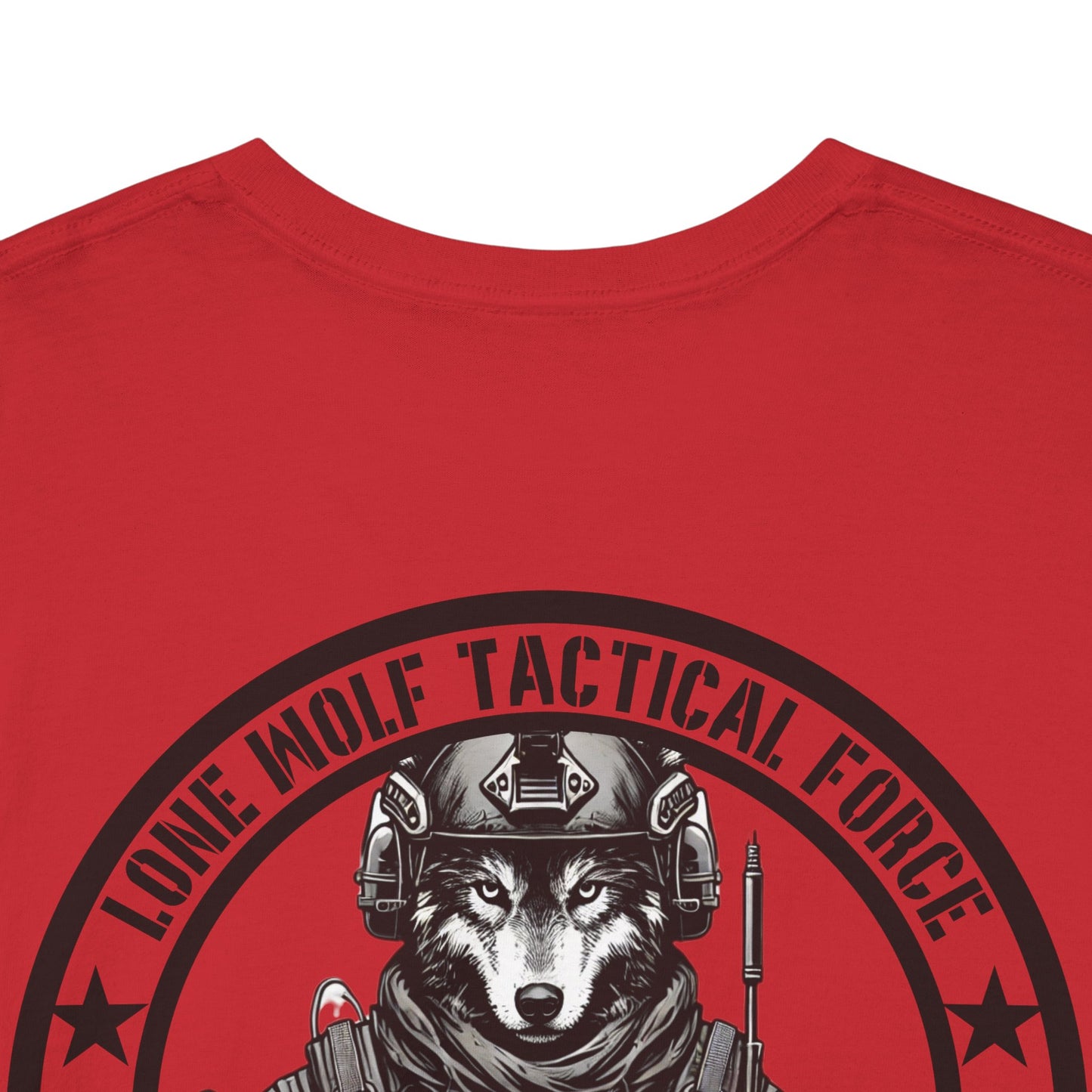 Lone Wolf Tactical Force Shirt | Funny Wolf Military-Inspired Tee | Patriotic Born to Hunt Graphic Wolf Lovers and Tactical Fans Wolf Gift