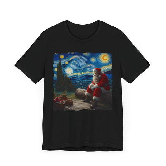 Santa Claus Night Sky Christmas Shirt | Starry Night-Inspired Holiday Art | Festive Santa Lover Tee  Magical Christmas Season Christmas Gift
