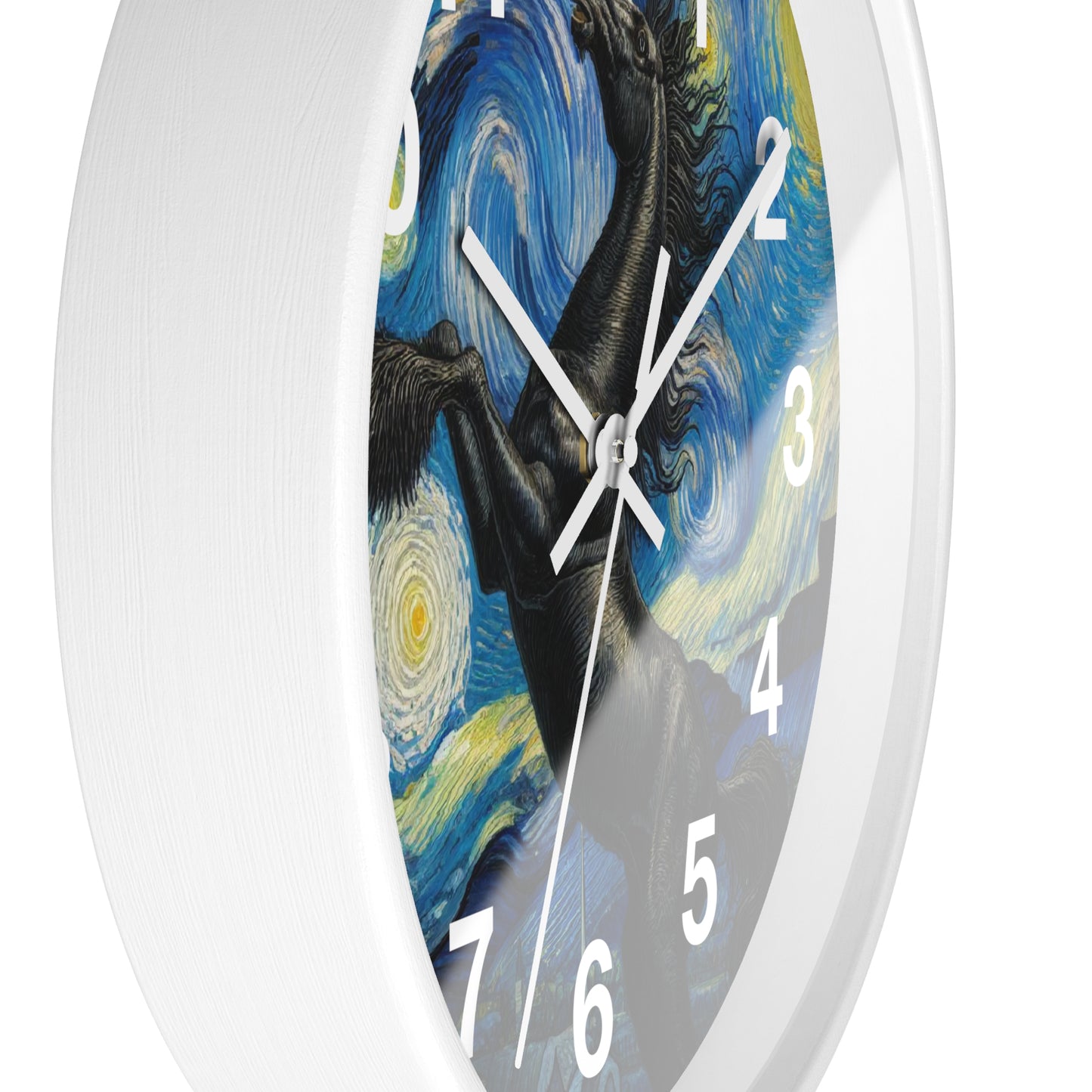 Majestic Black Horse Night Sky Wall Clock | Battery Operated | Starry Night-Inspired Art | Perfect Gift Equestrian Lovers Elegant Wall Decor