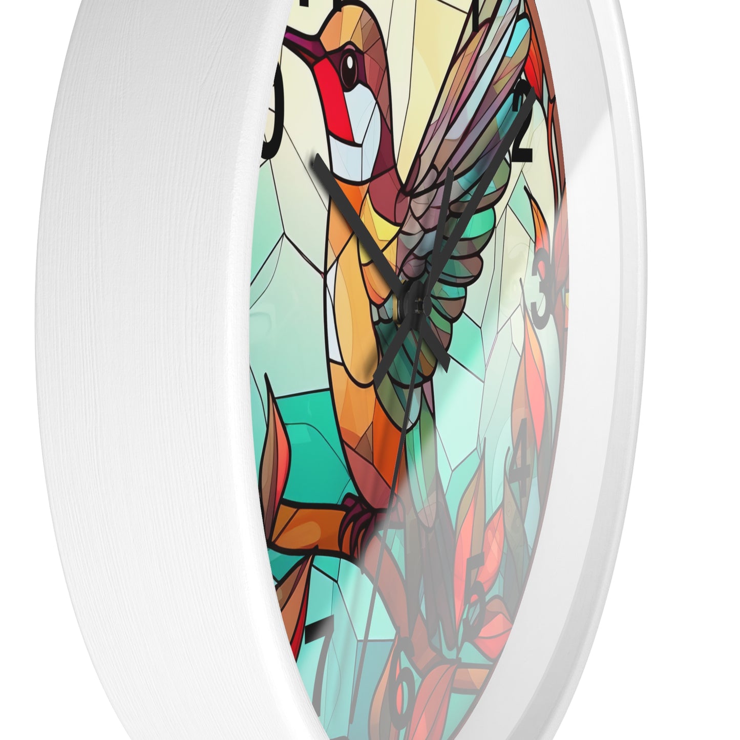 Beautiful Hummingbird Stained Glass Wall Clock | Colorful Vibrant Bird Design | Battery Operated | Unique Home Decor | HummingBird Gift