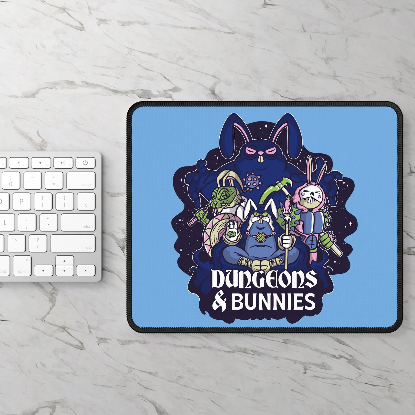 Dungeons and Bunnies Non Slip Mouse Pad | Fantasy Game Desk Decor | Unique Gift for Bunny Lovers RPG-Inspired Desk Mat Fun Gaming Accessory